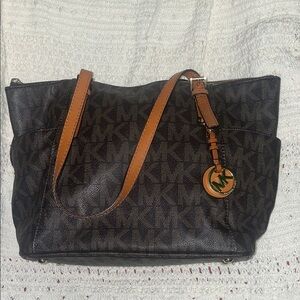 Michael Kors Black and Tan Shoulder Bag